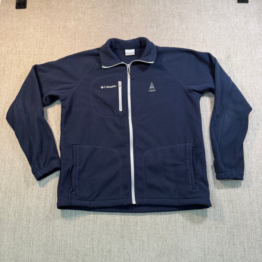 Columbia Fast Trek II Full Zip Fleece Jacket Navy Blue USSF Space Force Mens M